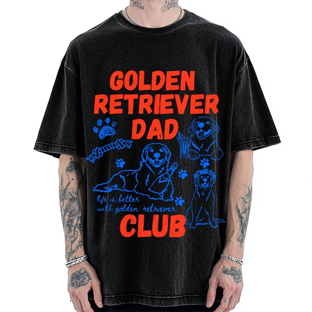 Golden Retriever Dad Club Vintage Washed T-shirt