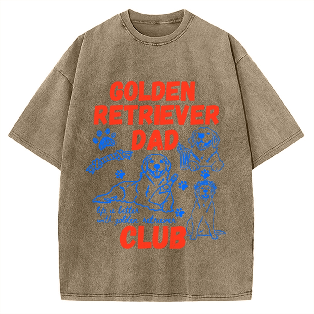 Golden Retriever Dad Club Vintage Washed T-shirt