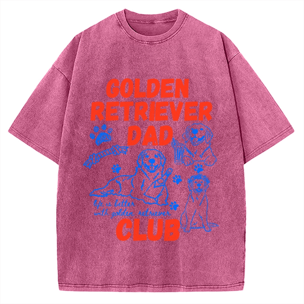 Golden Retriever Dad Club Vintage Washed T-shirt