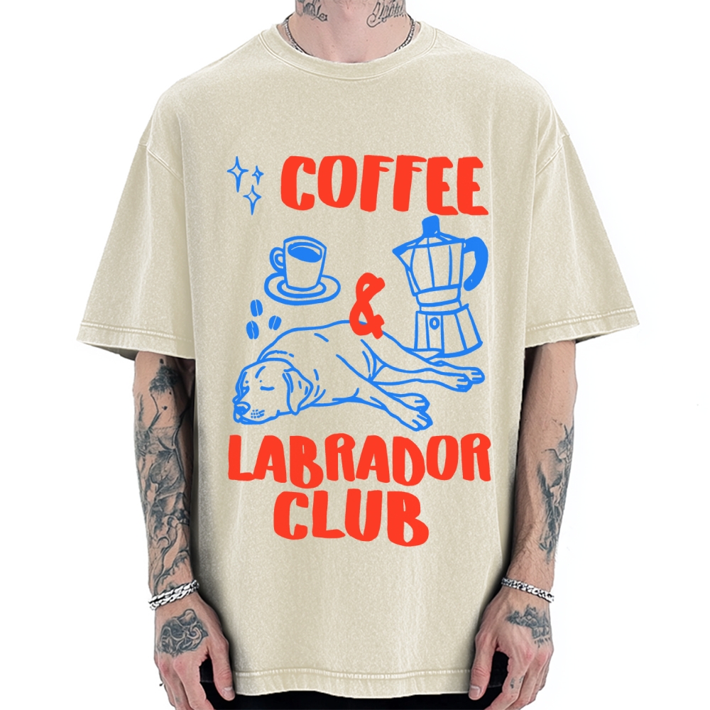 Coffee Labrador Club Vintage Washed T-shirt