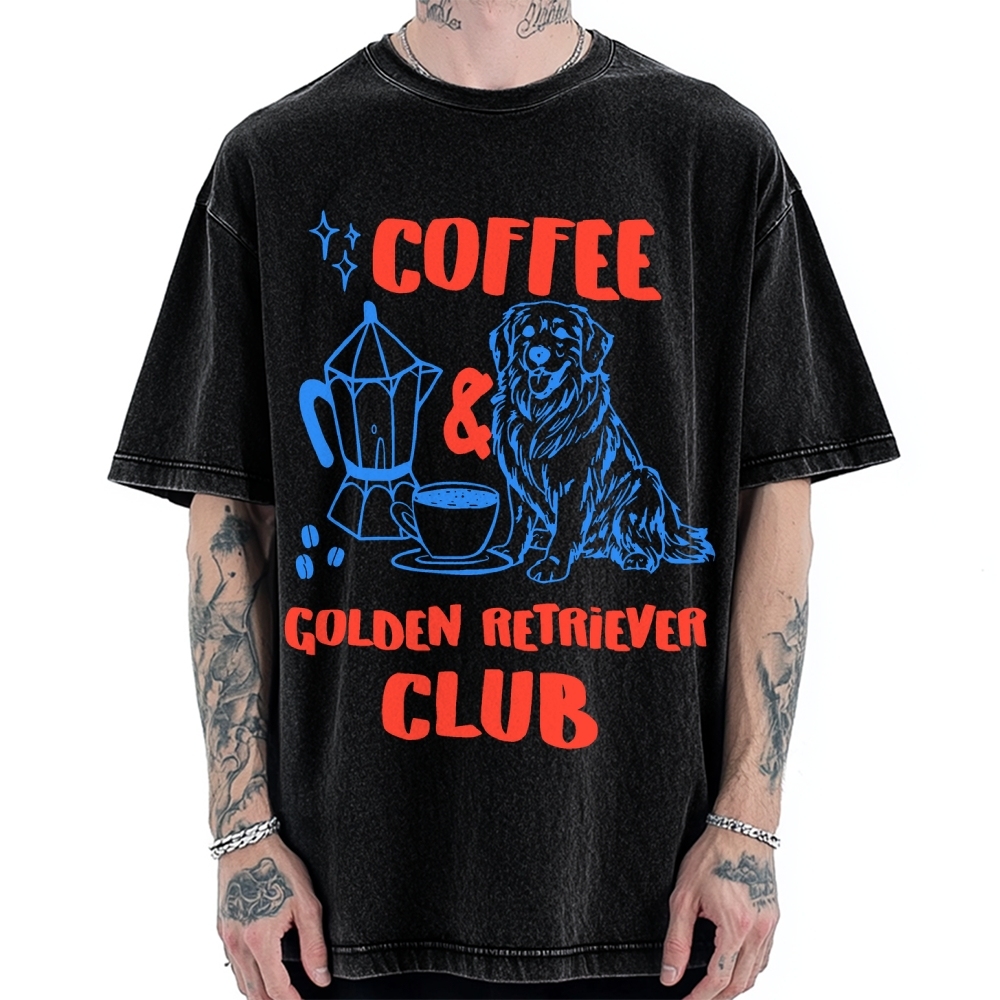 Coffee Golden Retriever Club Vintage Washed T-shirt