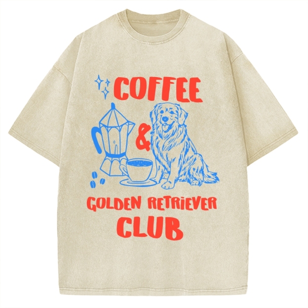 Coffee Golden Retriever Club Vintage Washed T-shirt