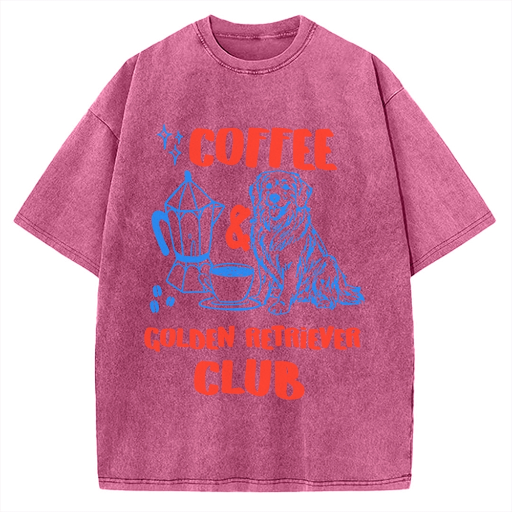 Coffee Golden Retriever Club Vintage Washed T-shirt