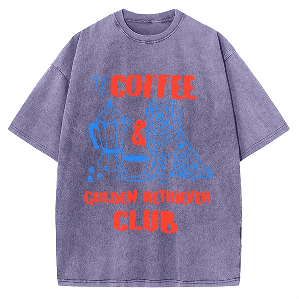 Coffee Golden Retriever Club Vintage Washed T-shirt
