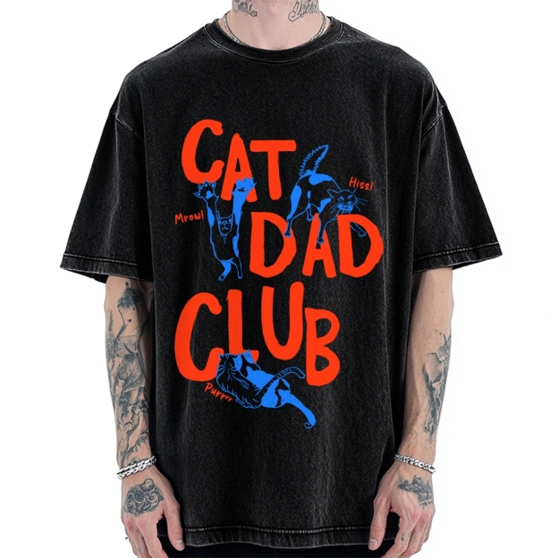 Cat Dad Club Vintage Washed T-shirt