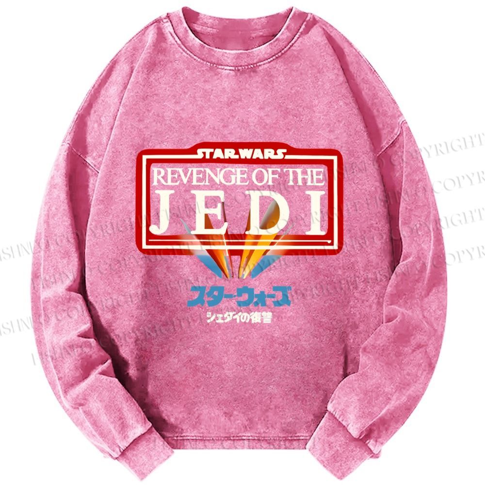 Unisex Casual Washed Return of the Jedi Printed Long Sleeve T-shirt