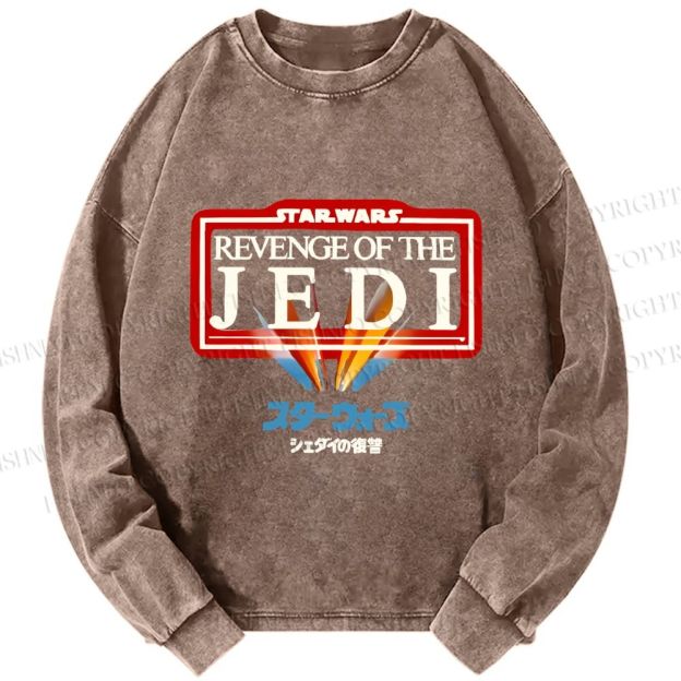 Unisex Casual Washed Return of the Jedi Printed Long Sleeve T-shirt