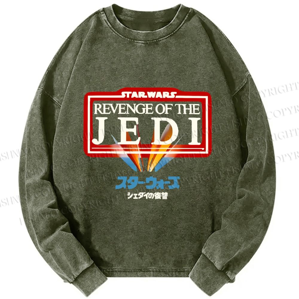 Unisex Casual Washed Return of the Jedi Printed Long Sleeve T-shirt