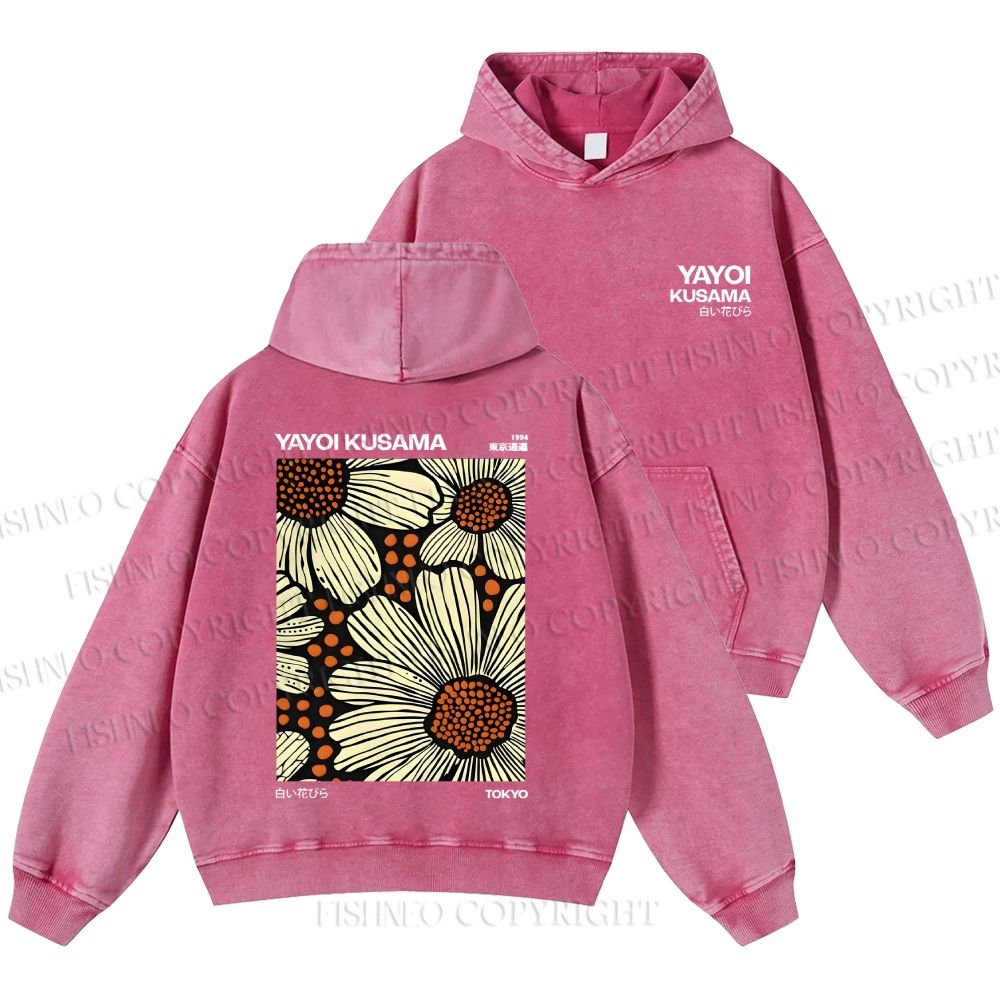 Unisex Casual Yayoi Kusama Vintage Printed Double-sided Washed Hoodie