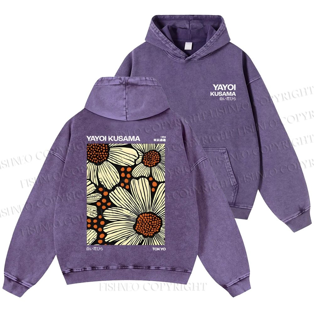 Unisex Casual Yayoi Kusama Vintage Printed Double-sided Washed Hoodie