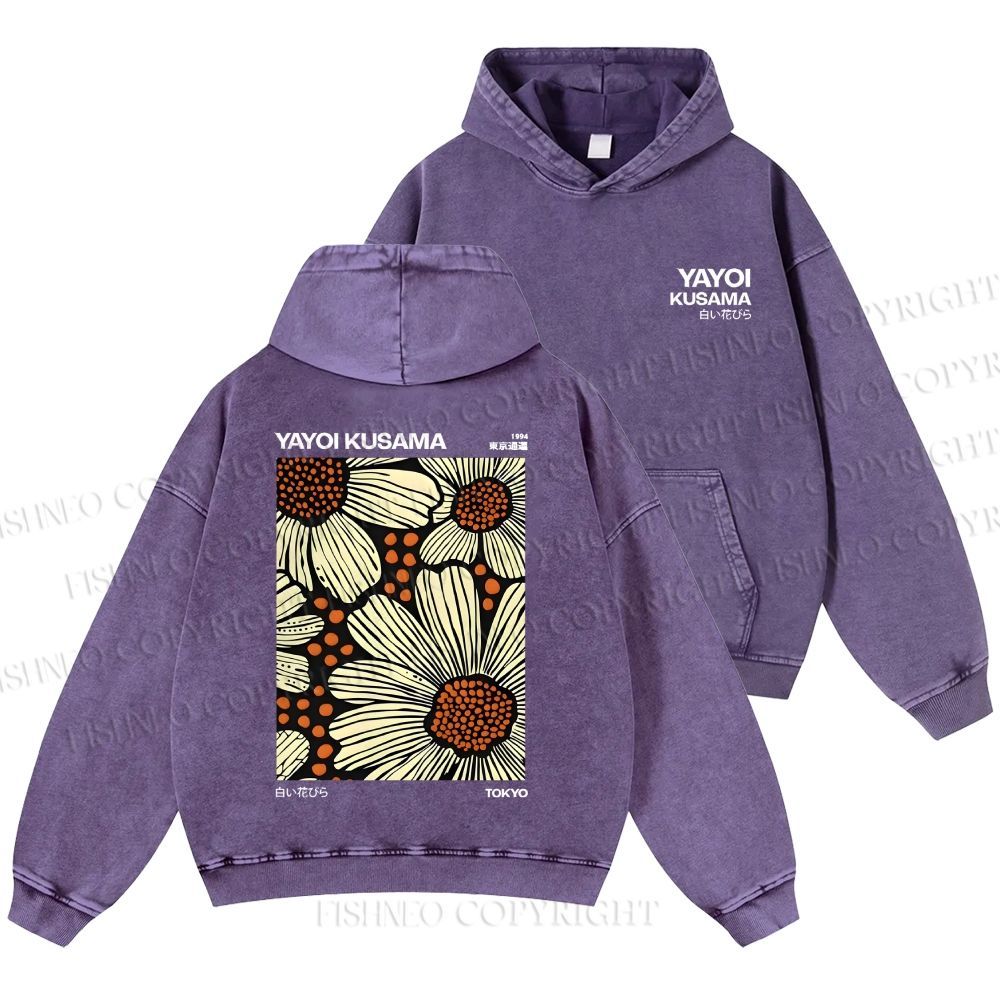 Unisex Casual Yayoi Kusama Vintage Printed Double-sided Washed Hoodie