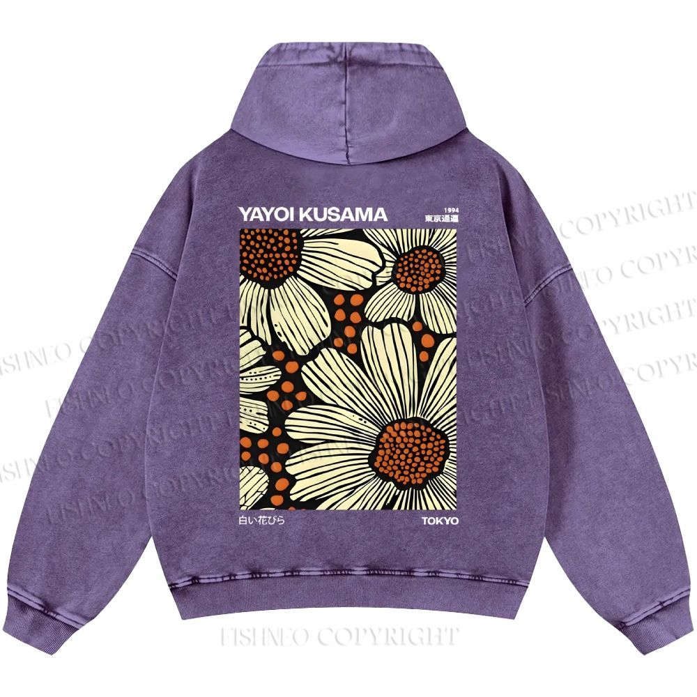 Unisex Casual Yayoi Kusama Vintage Printed Double-sided Washed Hoodie