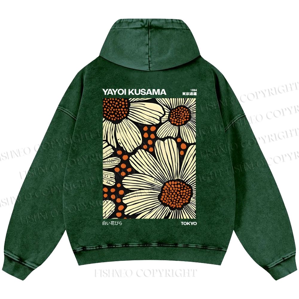 Unisex Casual Yayoi Kusama Vintage Printed Double-sided Washed Hoodie