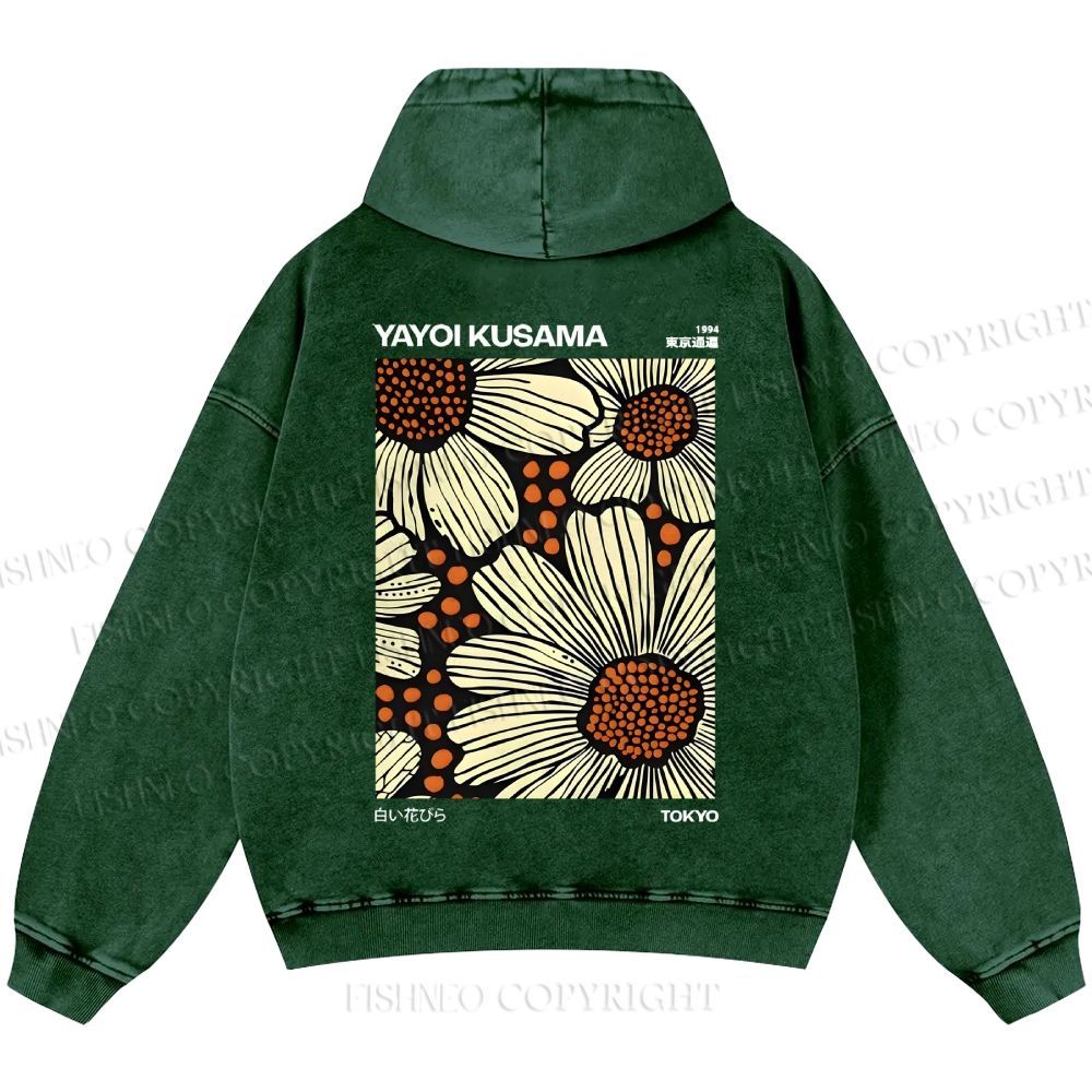 Unisex Casual Yayoi Kusama Vintage Printed Double-sided Washed Hoodie