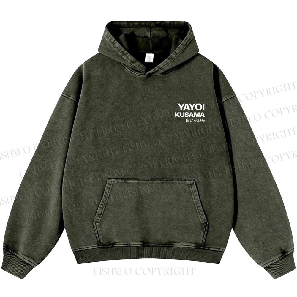 Unisex Casual Yayoi Kusama Vintage Printed Double-sided Washed Hoodie