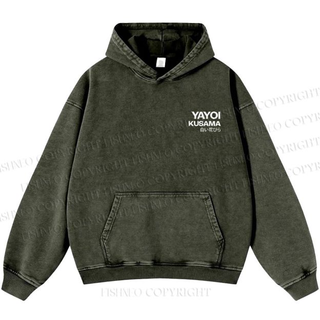 Unisex Casual Yayoi Kusama Vintage Printed Double-sided Washed Hoodie