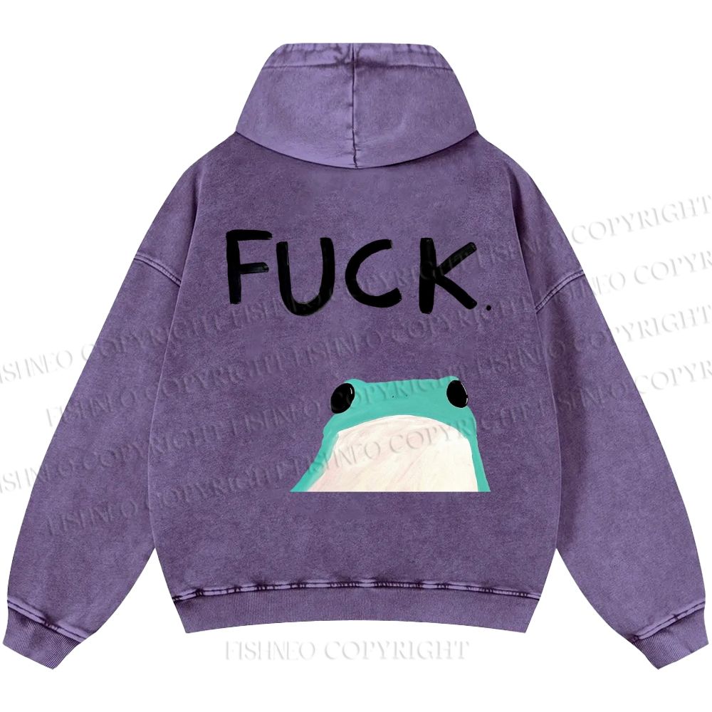 Unisex Casual Fuck Frog Printed Double-sided Washed Hoodie