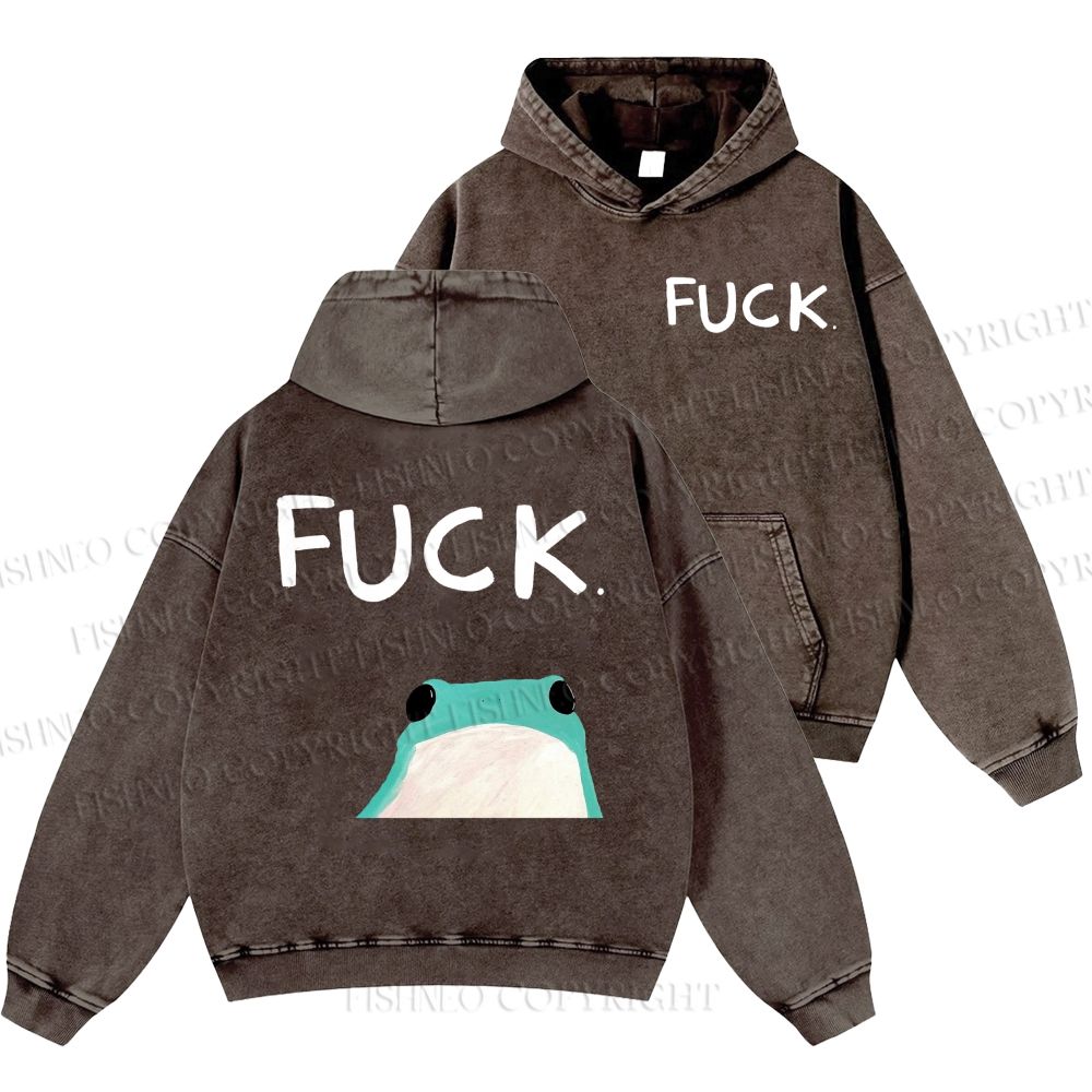 Unisex Casual Fuck Frog Printed Double-sided Washed Hoodie