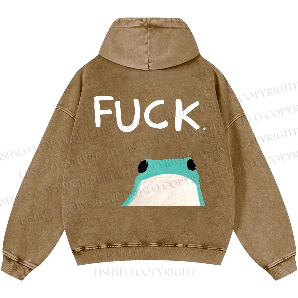 Unisex Casual Fuck Frog Printed Double-sided Washed Hoodie