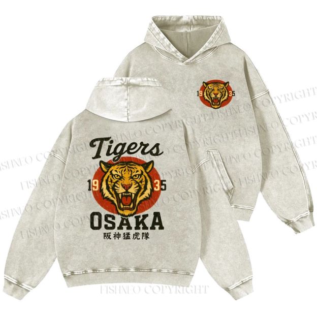 Unisex Casual Tiger Osaka Printed Double-sided Washed Hoodie