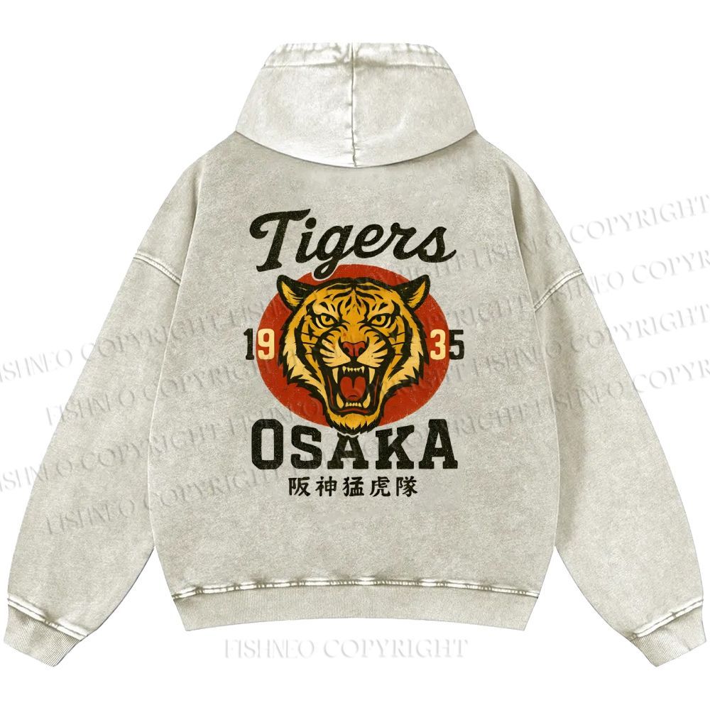 Unisex Casual Tiger Osaka Printed Double-sided Washed Hoodie