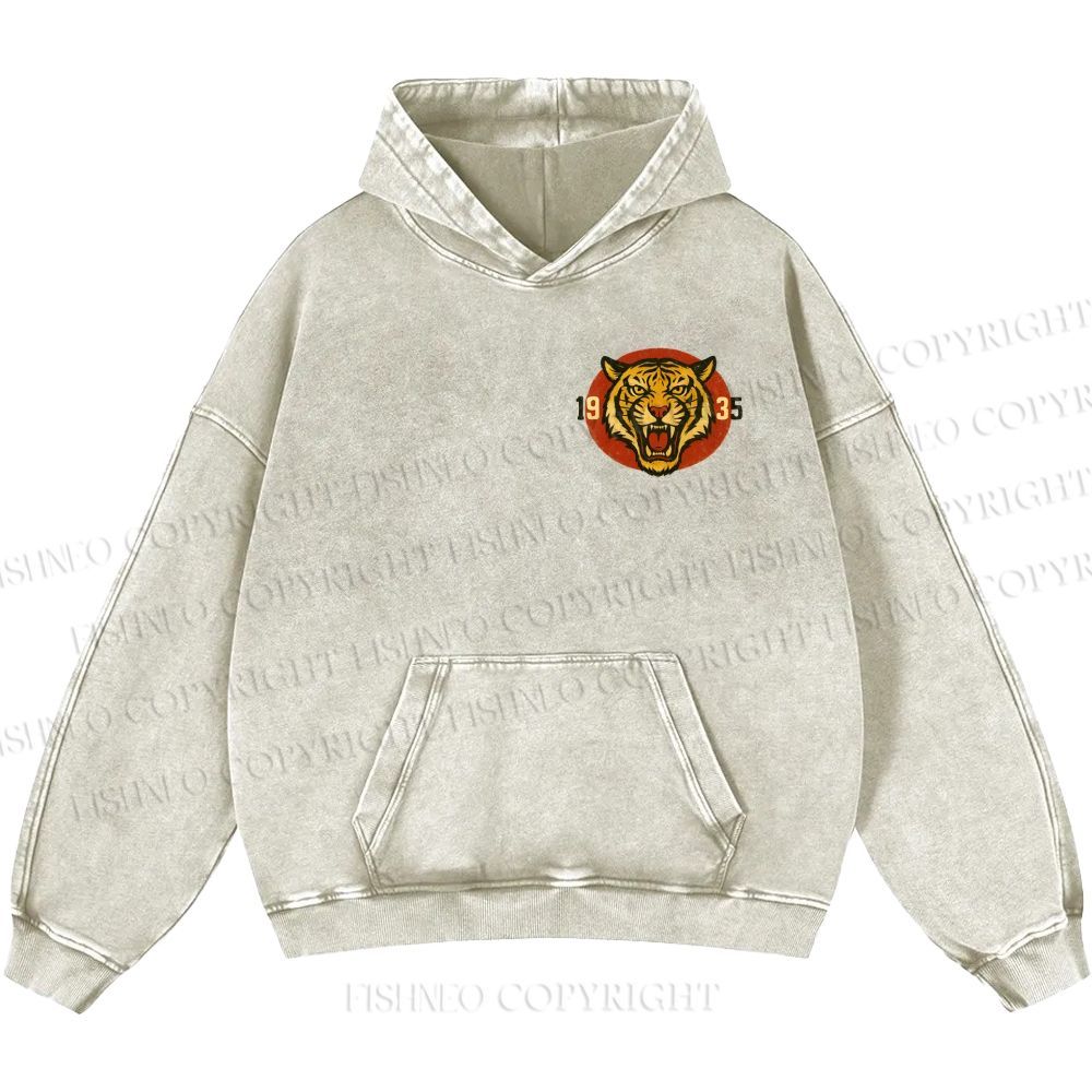 Unisex Casual Tiger Osaka Printed Double-sided Washed Hoodie