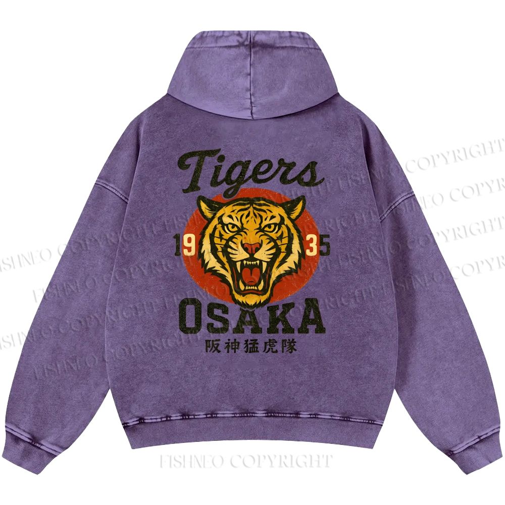 Unisex Casual Tiger Osaka Printed Double-sided Washed Hoodie