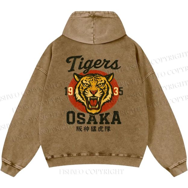 Unisex Casual Tiger Osaka Printed Double-sided Washed Hoodie