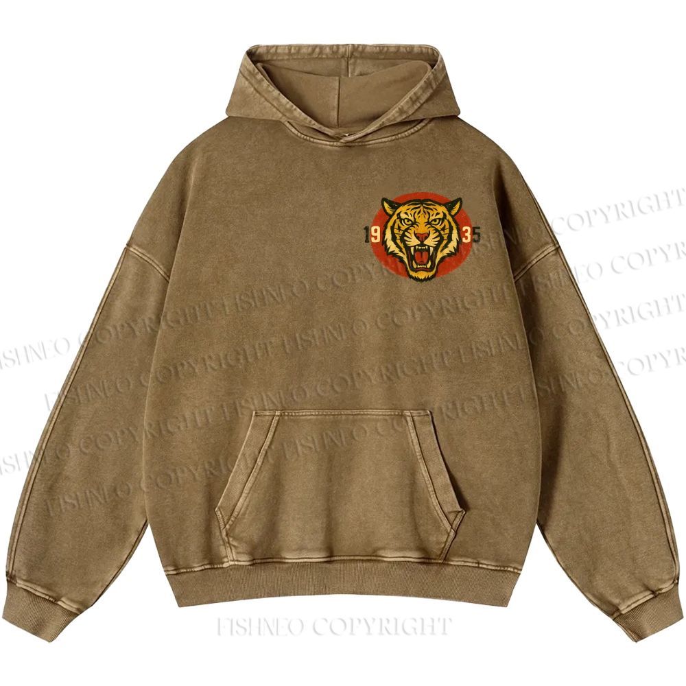 Unisex Casual Tiger Osaka Printed Double-sided Washed Hoodie