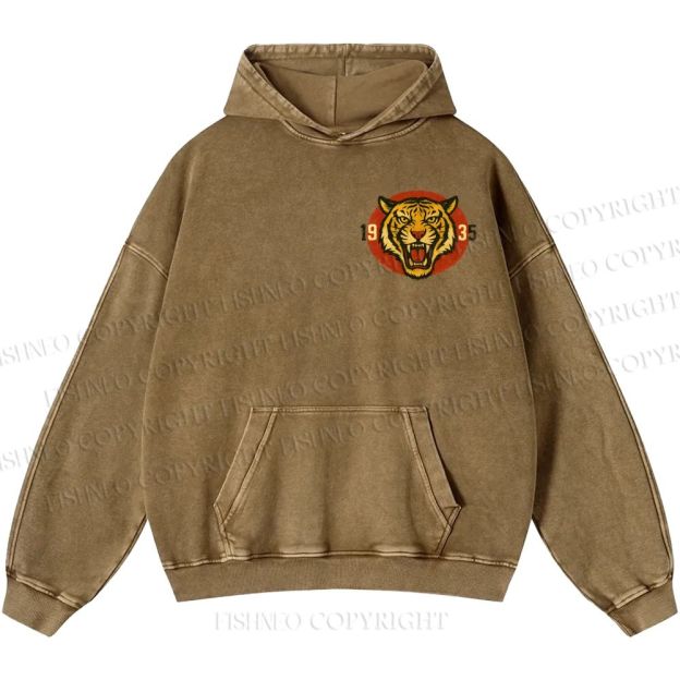 Unisex Casual Tiger Osaka Printed Double-sided Washed Hoodie