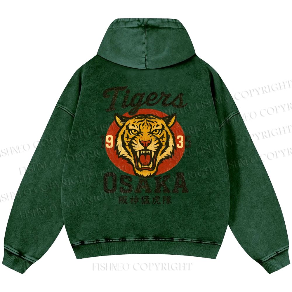 Unisex Casual Tiger Osaka Printed Double-sided Washed Hoodie