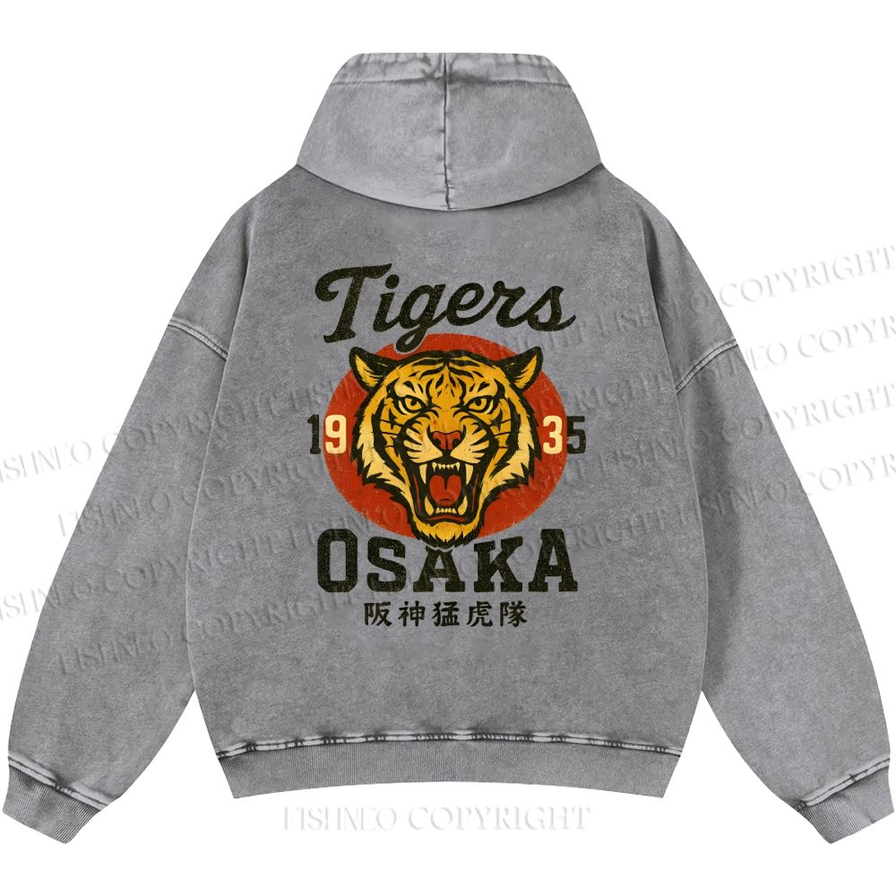 Unisex Casual Tiger Osaka Printed Double-sided Washed Hoodie