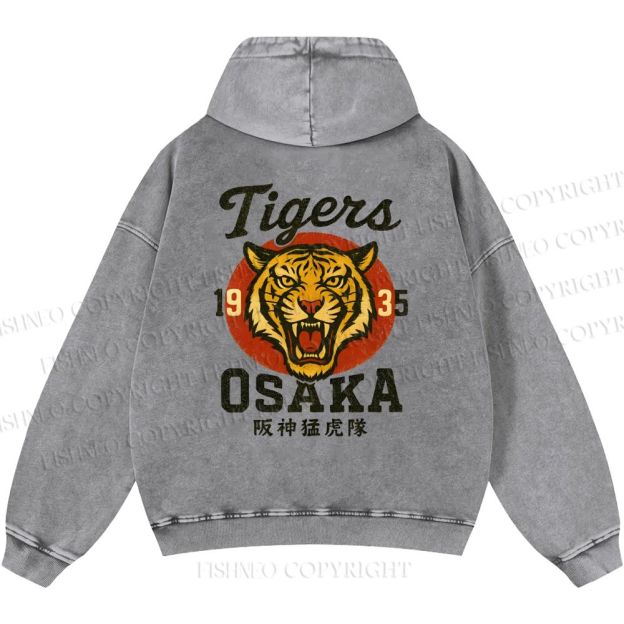 Unisex Casual Tiger Osaka Printed Double-sided Washed Hoodie