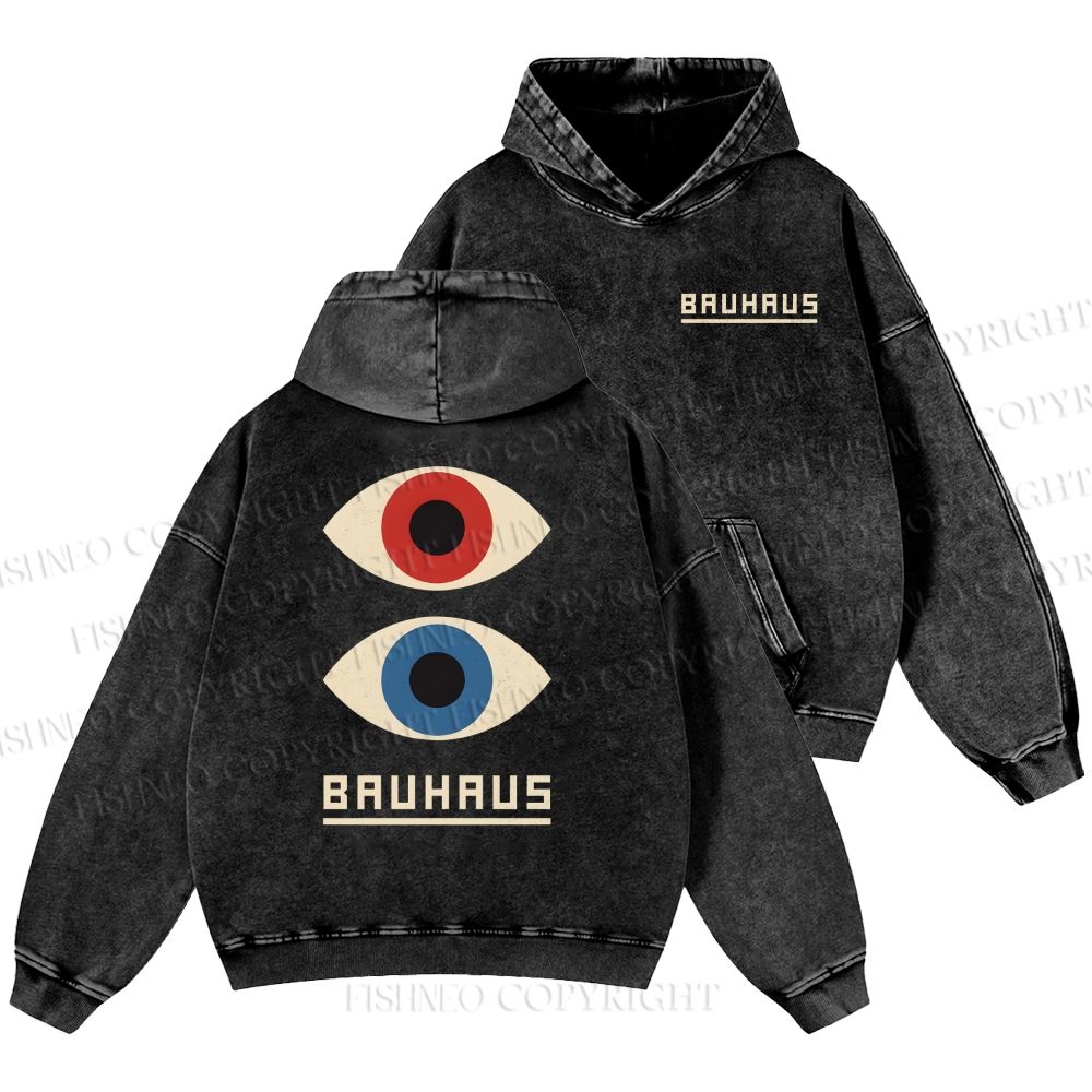 Unisex Casual Bauhaus Art Eyes Printed Double-sided Washed Hoodie