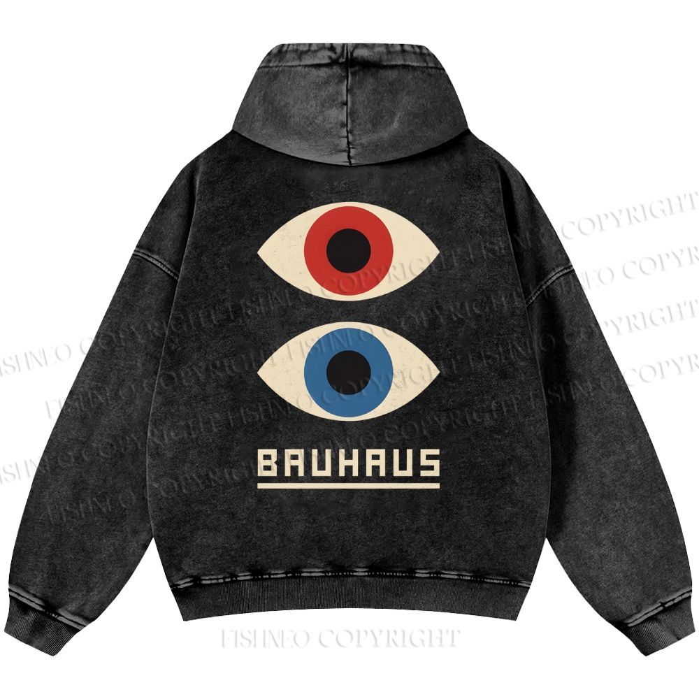 Unisex Casual Bauhaus Art Eyes Printed Double-sided Washed Hoodie