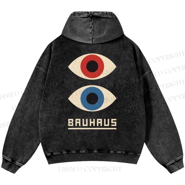 Unisex Casual Bauhaus Art Eyes Printed Double-sided Washed Hoodie