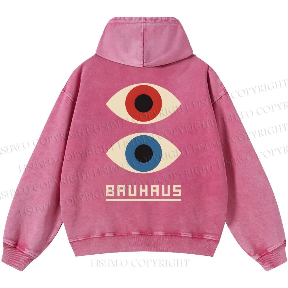 Unisex Casual Bauhaus Art Eyes Printed Double-sided Washed Hoodie