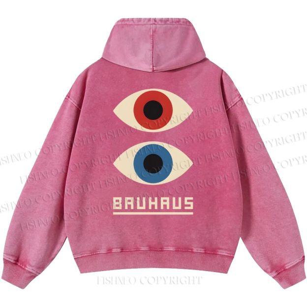 Unisex Casual Bauhaus Art Eyes Printed Double-sided Washed Hoodie