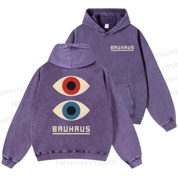 Unisex Casual Bauhaus Art Eyes Printed Double-sided Washed Hoodie
