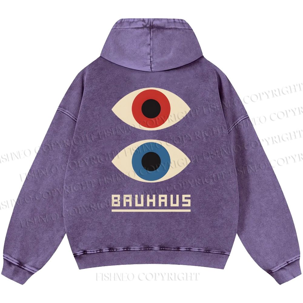 Unisex Casual Bauhaus Art Eyes Printed Double-sided Washed Hoodie