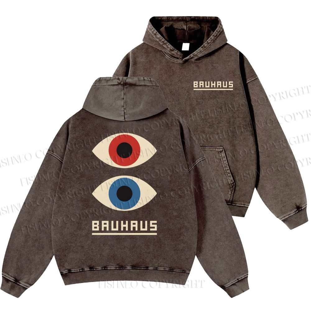 Unisex Casual Bauhaus Art Eyes Printed Double-sided Washed Hoodie