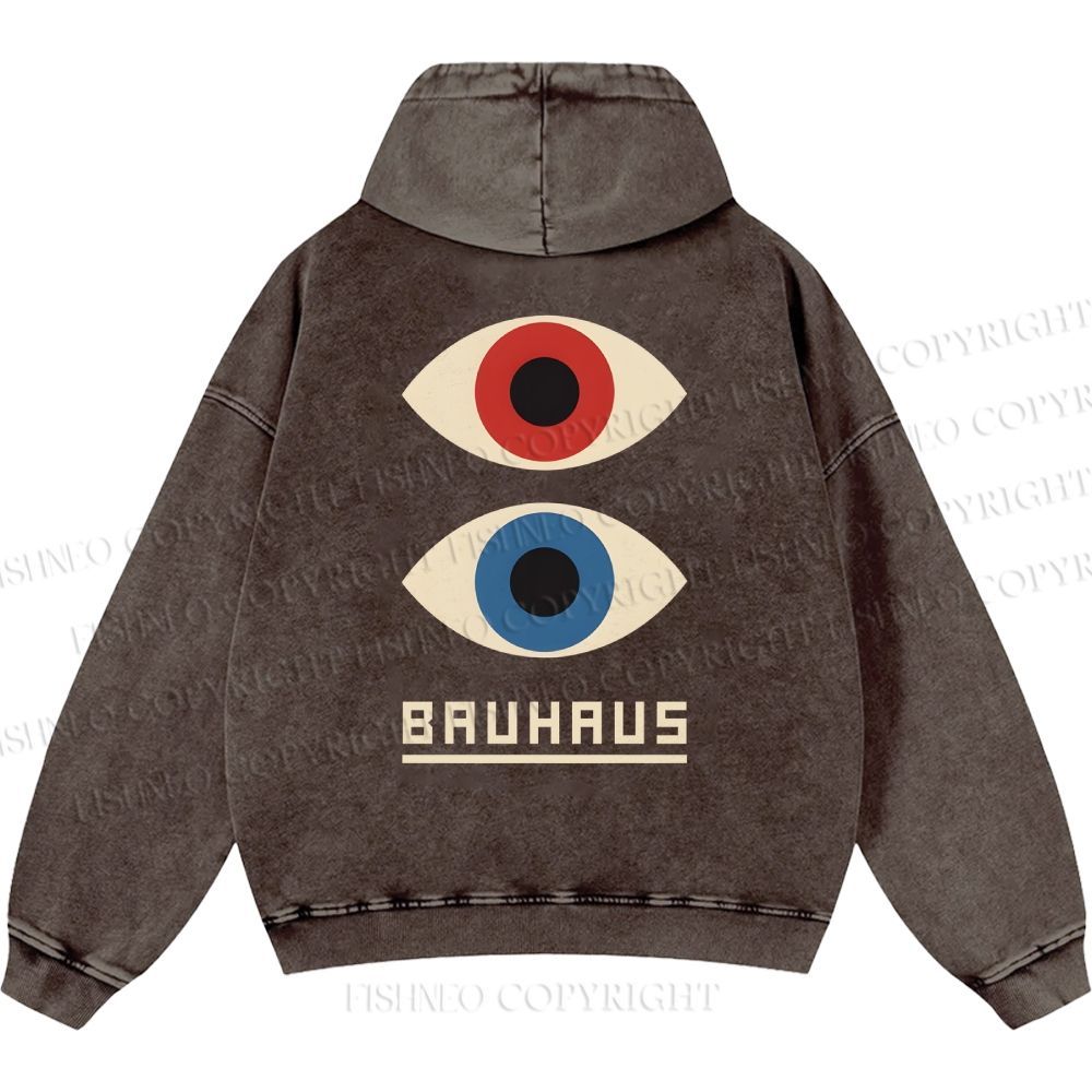 Unisex Casual Bauhaus Art Eyes Printed Double-sided Washed Hoodie
