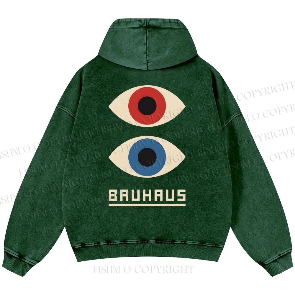 Unisex Casual Bauhaus Art Eyes Printed Double-sided Washed Hoodie