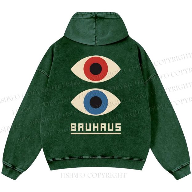 Unisex Casual Bauhaus Art Eyes Printed Double-sided Washed Hoodie