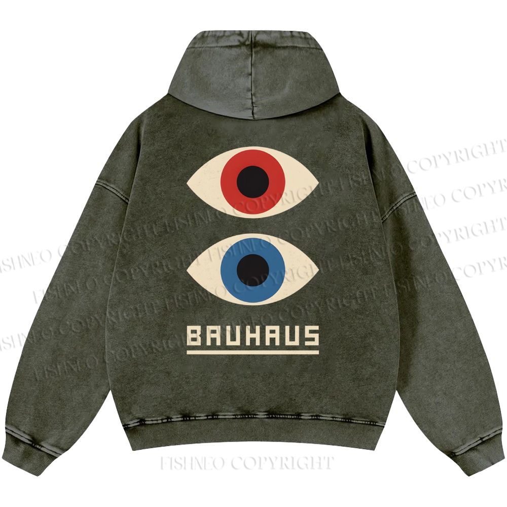 Unisex Casual Bauhaus Art Eyes Printed Double-sided Washed Hoodie