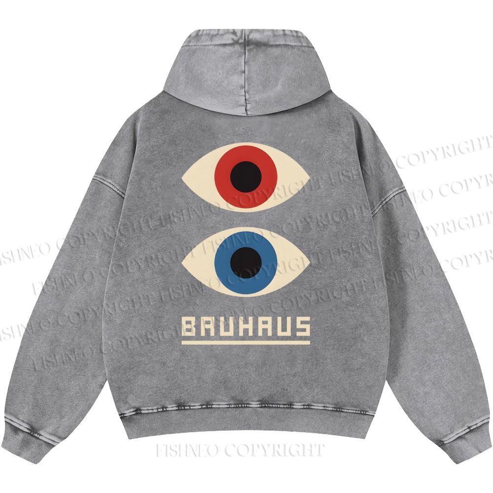 Unisex Casual Bauhaus Art Eyes Printed Double-sided Washed Hoodie