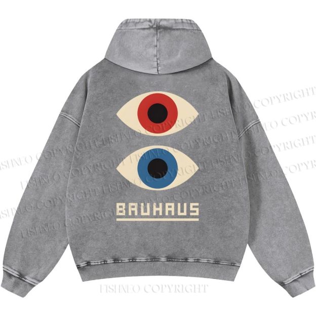 Unisex Casual Bauhaus Art Eyes Printed Double-sided Washed Hoodie