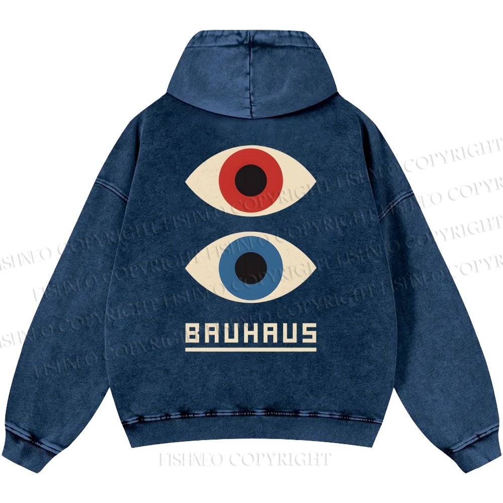 Unisex Casual Bauhaus Art Eyes Printed Double-sided Washed Hoodie