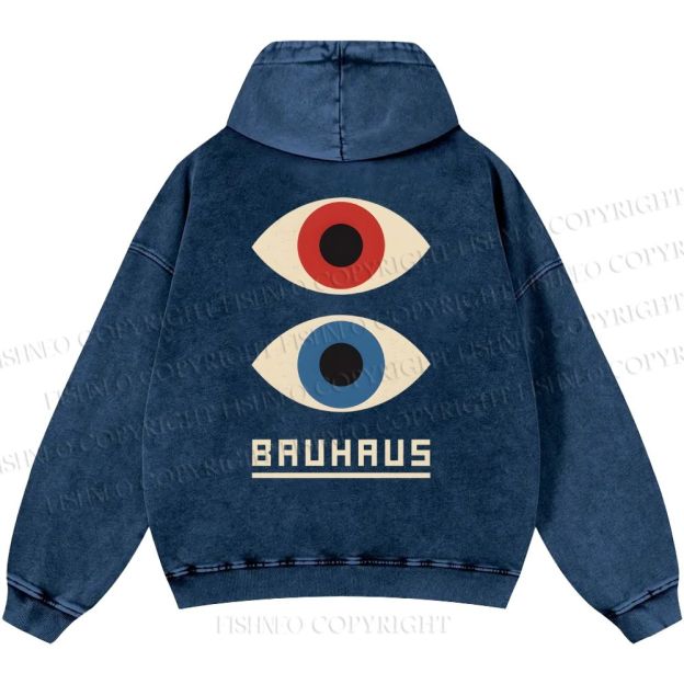Unisex Casual Bauhaus Art Eyes Printed Double-sided Washed Hoodie