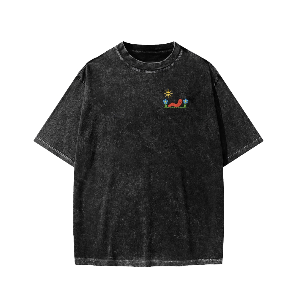 Ketamine Horse Funny Children's Drawings Front And Back Printing Washed T-shirt